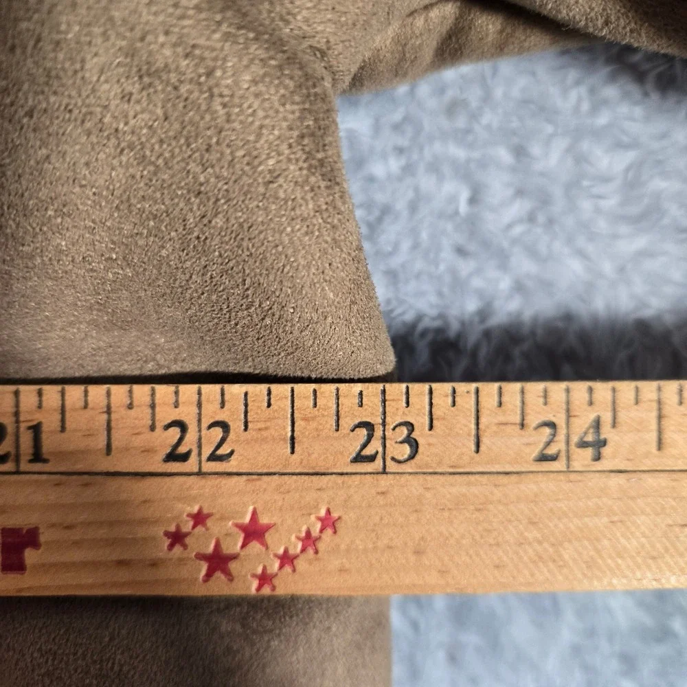Liz Claiborne Brown Faux Suede Hooded Jacket Faux Fur Trim Coat Womens Large